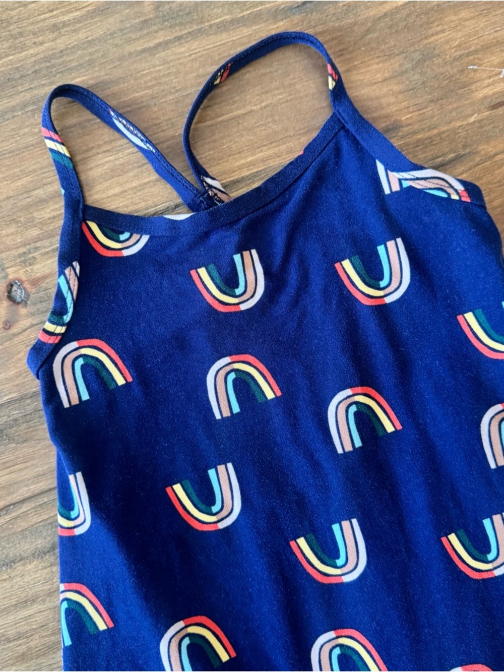 Hanna Andersson Navy Rainbow Print UV Dress with built in shorts size 4 - Picture 5 of 10